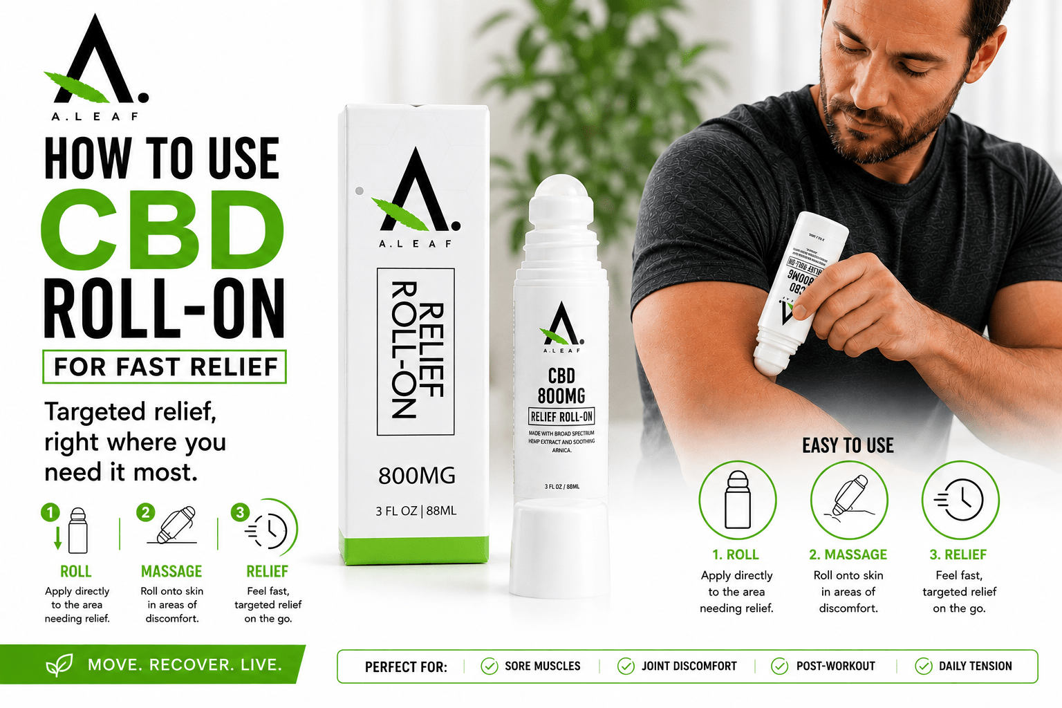 How to Use CBD Roll-On for Fast Relief - A.Leaf - Prevention. Performance. Recovery.